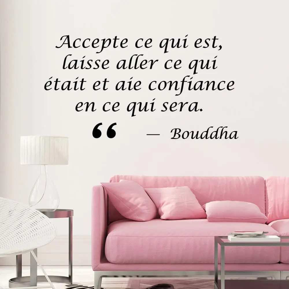 Wall Stickers Citation Laisse Aller Ce Qui Etait Vinyl Wall Art Decal Living Room Home Decor Poster Buddha House Decoration