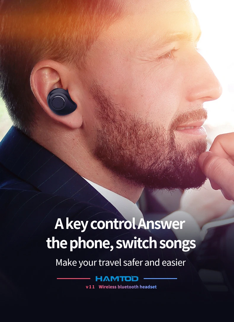 HAMTOD TWS V11 bluetooth 5 0 беспроводные наушники гарнитура спортивные с микрофоном для iPhone