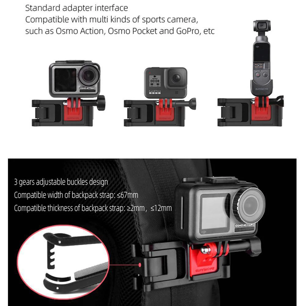 universal backpack clamp adjustable clip mount knapsack belt camera holder for gopro osmo action sports camera accessories free global shipping