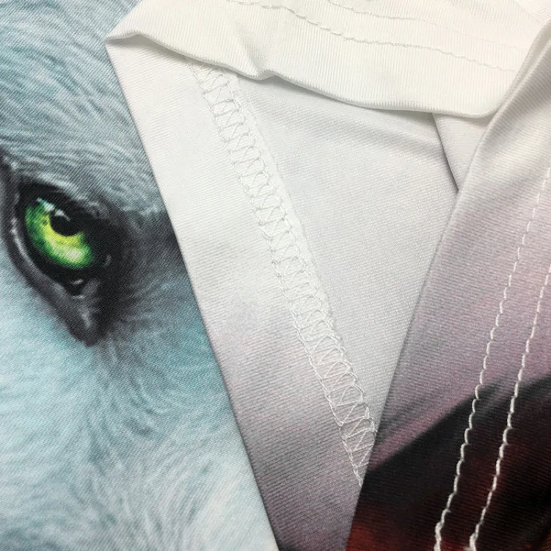 

Summer Couple Casual Personality Snow White Wolf 3D Printing Round Neck Short Sleeve Comfortable Cotton T-shirt Shirt Large Size