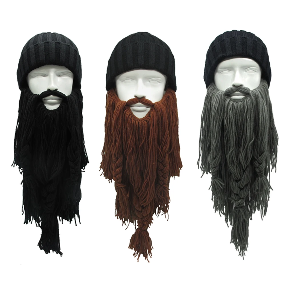 Забавная мужская вязаная шапка с бородой для костюмированной вечеринки лыжная