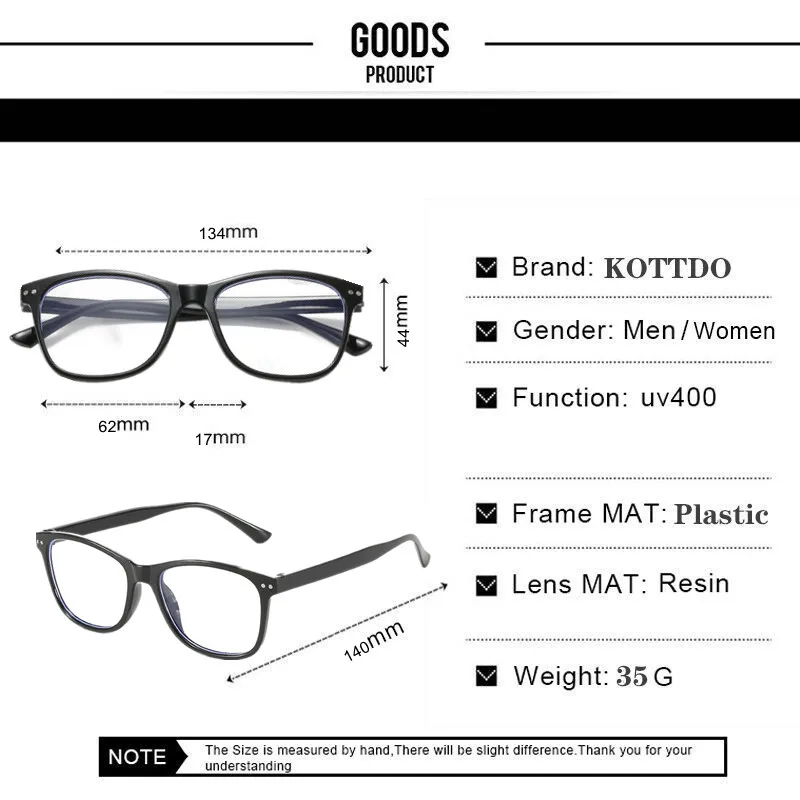 

2021 New Anti-Blue-Light Woman Eyeglasses Men Square Fashion Vintage Plastic Eye Glasses Frame Classic Brand Design Eyewear