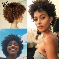 trueme kinky curly short fashion wigs for black women brazilian remy kinky curly human hair cheap full wig
