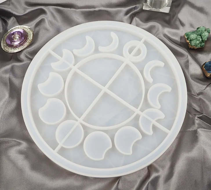 Форма из смолы с большим круглым подносом в форме Луны силиконовые формы