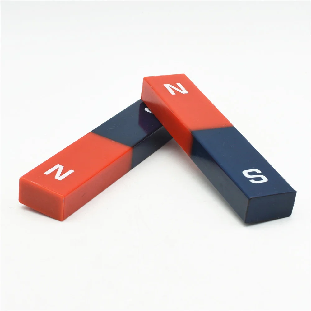 

Магнитные магниты для обучения, магниты типа строки 100x22x12 мм с пластиковой крышкой, сине-красный для игрушек и офиса, 6 шт.