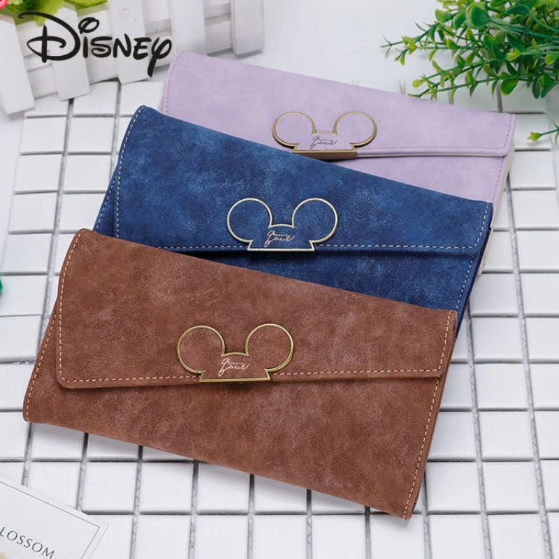

Disney 2021 New Cartoon Lady Wallet Mickey Avatar Oblique Cover PU Frosted Cute Wallet Luxury Multifunctional Fashion Clutch