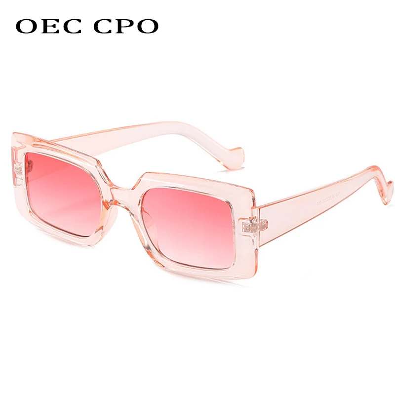 

OEC CPO Vintage Square Sunglasses Women Fashion Transparent Pink Steampunk Sun Glasses For women Rectangular Glasses Female