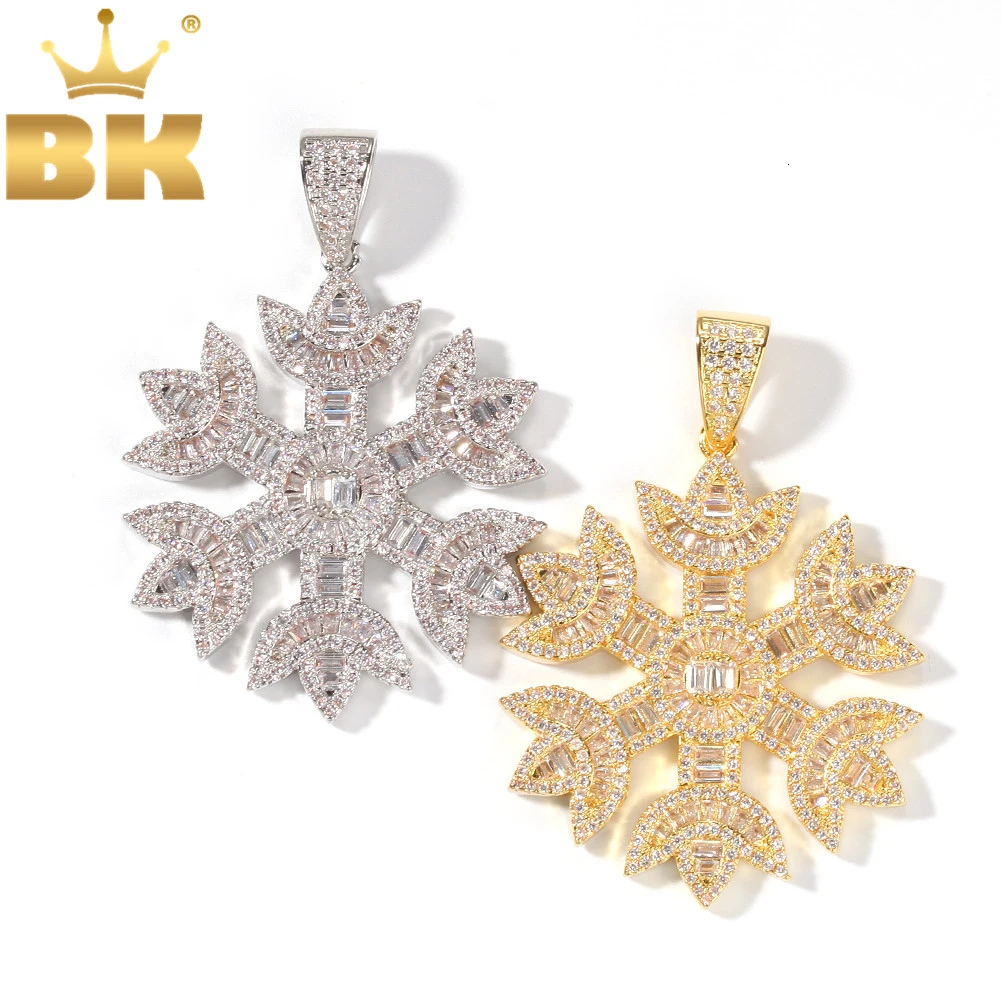 

THE BLING KING Hiphop Snowflake Pendant Necklace New Style Iced AAA Cubic Zirconia Necklace Copper Fashion Jewelry