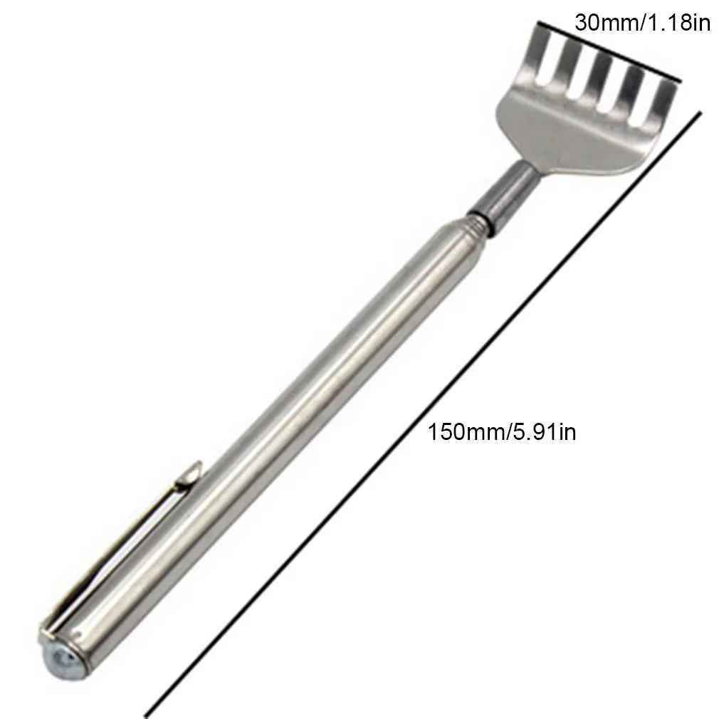 

Extendable Telescoping Back Scratcher Stainless Steel Portable Telescopic Extendable Handy Pocket Pen Clip Back Scratcher