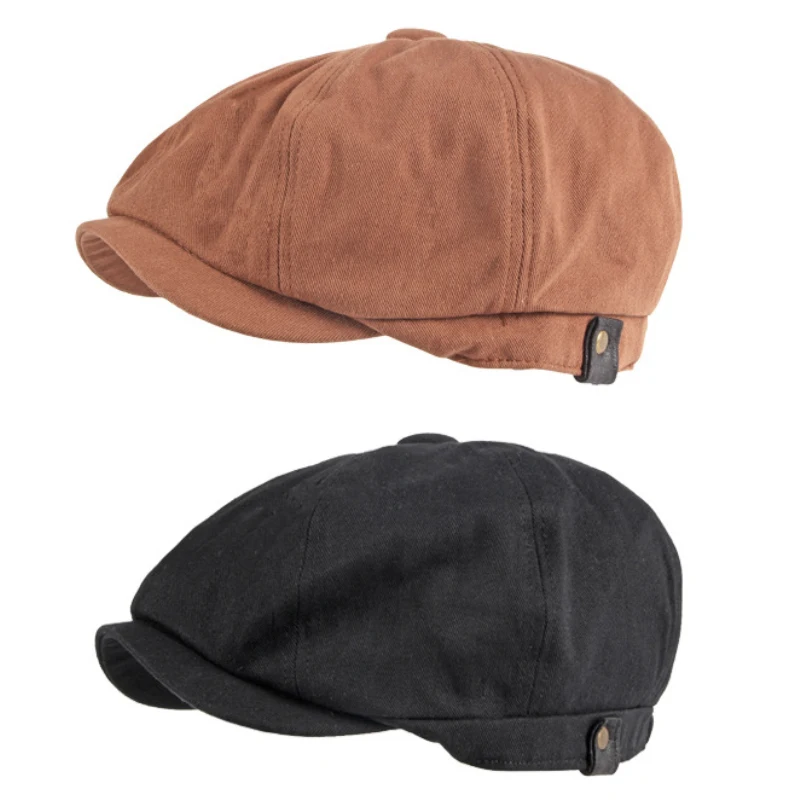 Весенне-летняя хлопковая простая восьмиугольная шапка для мужчин британская