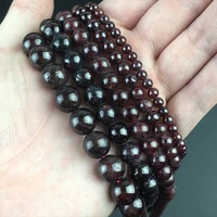 natural dark red garnet beads round loose stone beads for jewelry making diy bracelet necklace accessories 15 4681012mm