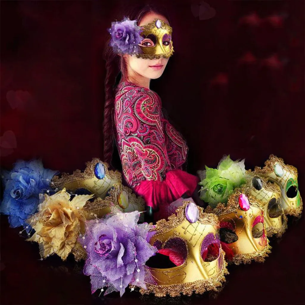 2 Элегантные горячие сексуальные бриллиантовые венецианские маски с цветами и