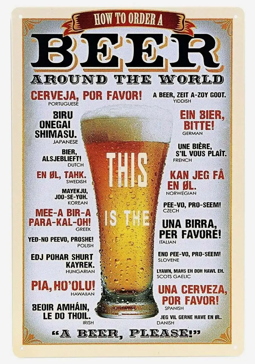 Как заказать пиво по всему миру металлический жестяной знак 12 &quotX 8&quot | Дом и сад