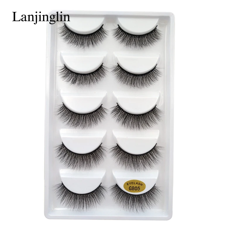 G805 10 boxes LANJINGLIN 10 коробок/лот норковые ресницы натуральные длинные накладные ресницы ручная работа Мягкие 3d норковые ресницы макияж Искусственные ресницы G808 - Цвет: G805 10 boxes