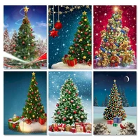 gatyztory frame christmas tree diy painting by numbers kit landscape acrylic paint on canvas digital painting for home decor mod