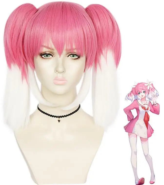 

Pink White Wigs Talentless Nana Hiiragi Nana Women Ponytails Wig Cosplay Costume Munou na Nana Heat Resistant Synthetic Hair