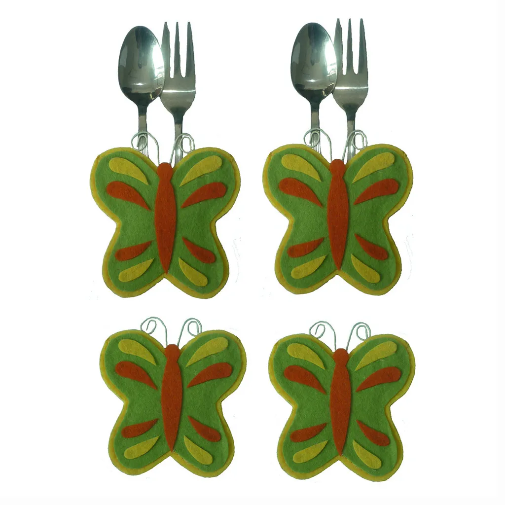 best selling 2020 products 4 Pieces Creative Easter Butterfly Cutlery Bag Knife Spoon Fork For Kitchen support dropshipping | Дом и сад