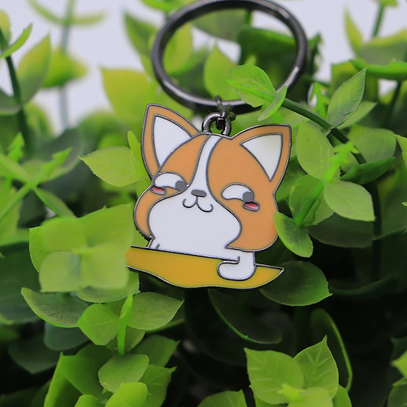 Милые брелоки с животными из мультфильмов металлические забавная Хаски корги