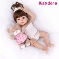 cute full soft silicone reborn baby dolls 48cm child bath play toys reborn toddler girl bed playmate alive kids birthday gifts