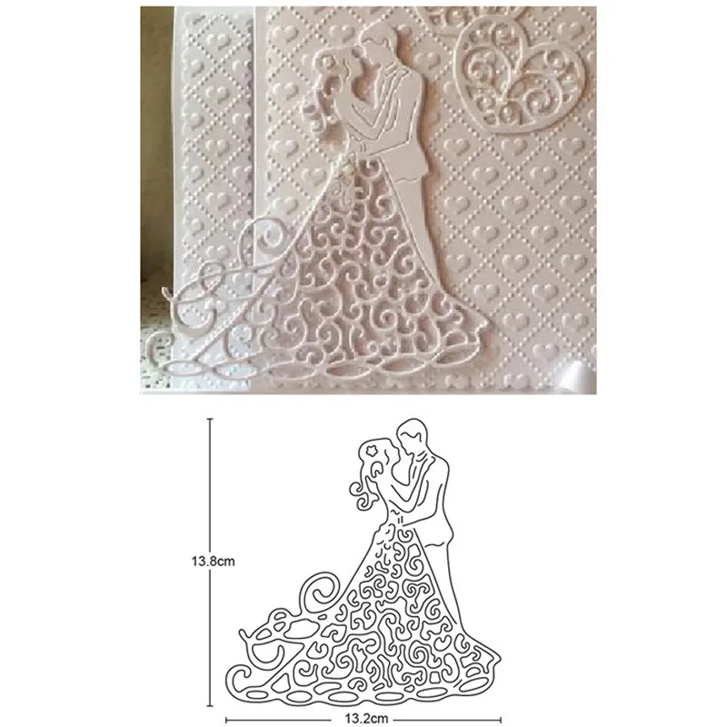 

Customized dies Wedding Dress Bride Groom Metal Cutting Dies Stencils For DIY dies Scrapbooking Embossing Card Making Craft Dies