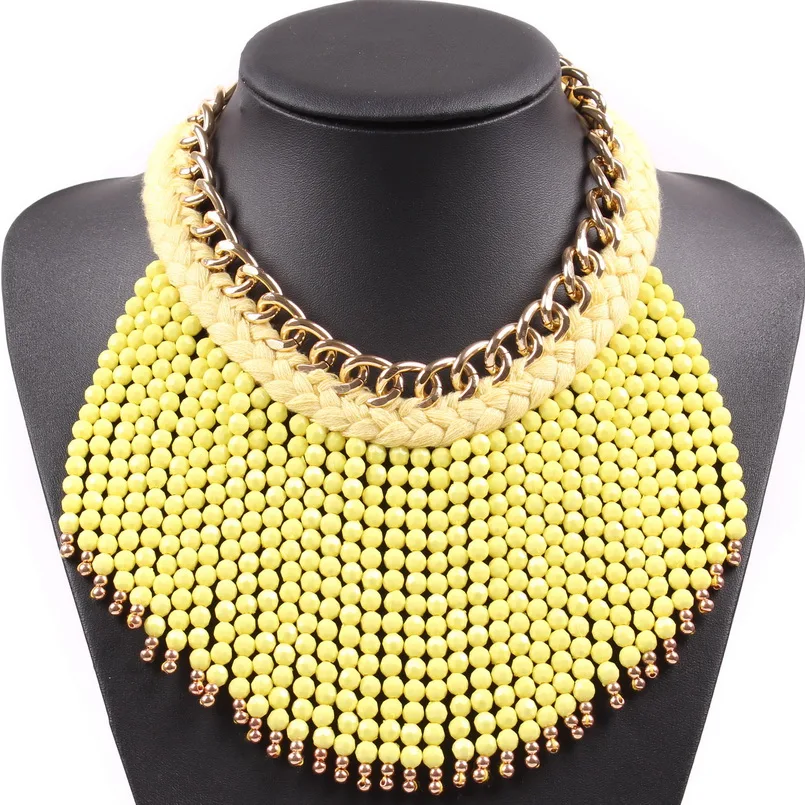 Новое модное ожерелье с подвеской золотого цвета металлическая и хлопковая