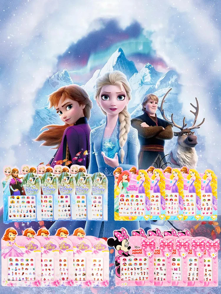 

5 Pcs/lot Disney Frozen 2 Elsa Anna Makeup Toy Nail Art Stickers Snow White Princess Sofia Ariel Minnie Girls Kids Sticker Decor