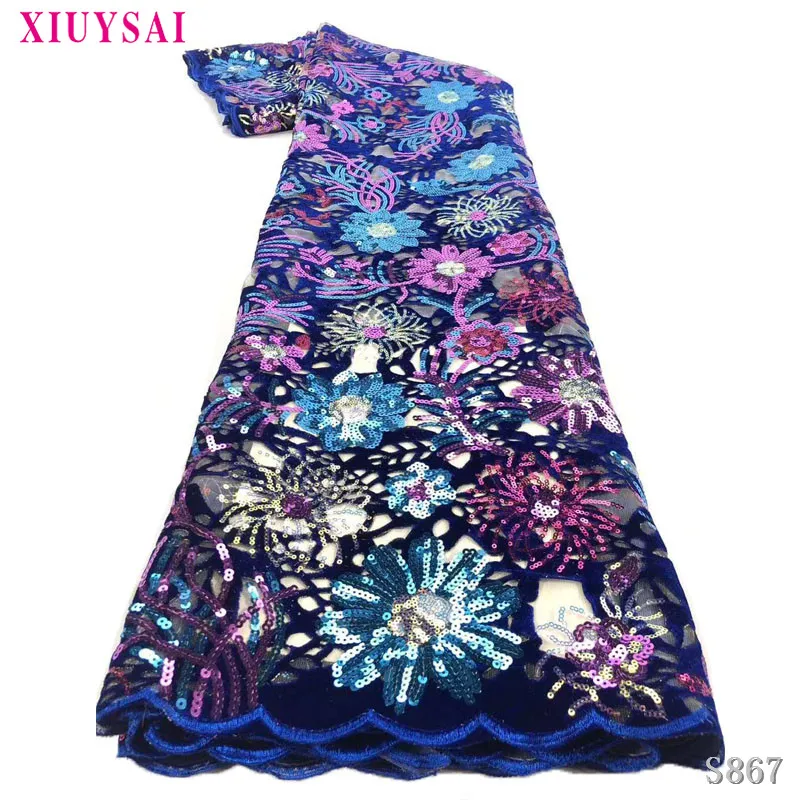 

Luxury Sequins Lace Fabrics Embroidery African French Tulle Lace Fabrics Sequence Laces Nigerian Mesh Lace S867