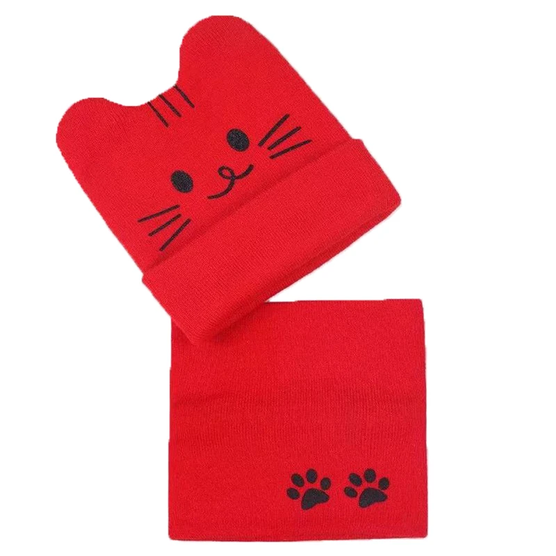 Милая и милая искусственная кожа шарф теплый комплект шерстяной головной убор с