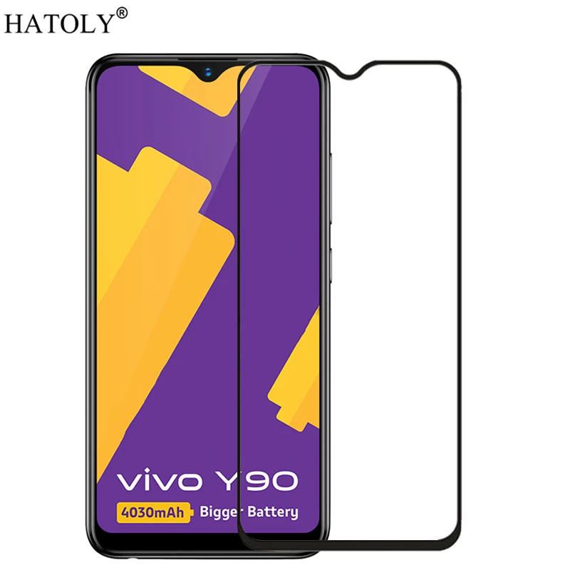 Vivo-vidrio templado para Vivo Y90, pel&iacute;cula 9H, funda de pegamento completo, Protector duro de pantalla, vidrio Protector para Vivo Y90, 2 uds.-1