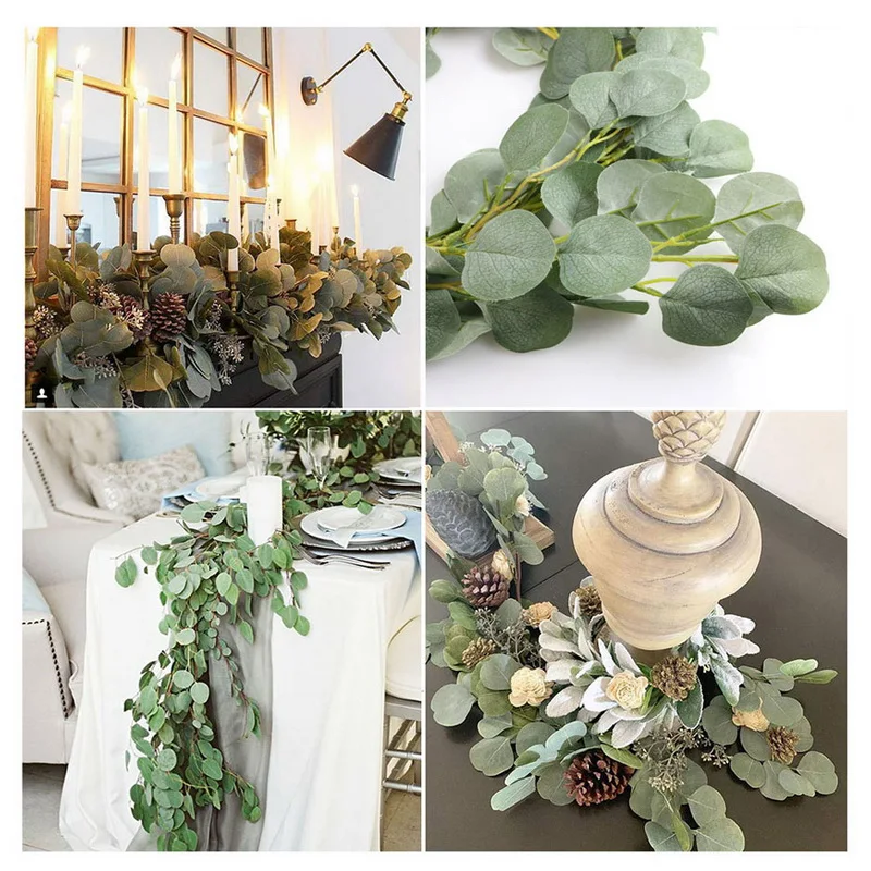 

2M Artificial Green Eucalyptus Garland Leaves Vine Fake Vines Rattan Artificial Plants Ivy Wreath Wall Decor Wedding Decoration