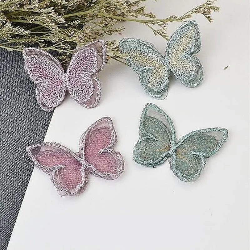 Бабочка патч вышивка кружева ткань двухслойные патчи для шитья одежды стикер DIY