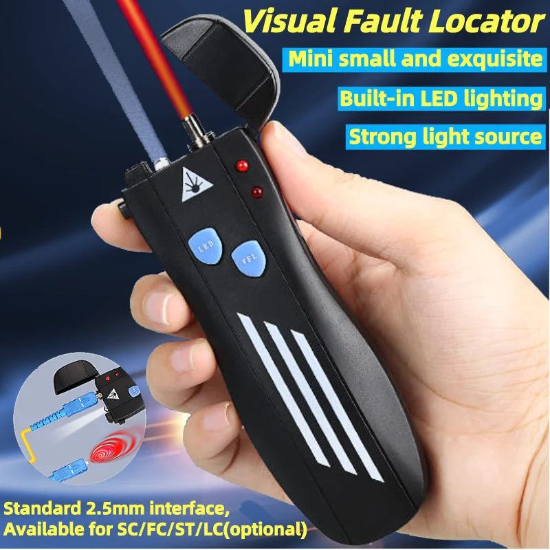 1/10/20/30/50MW Mini Visual Fault Locator Optical Fiber Cable Tester 2.5mm(SC/FC/ST) Interface FTTH Test Tools Opitcal Fiber VFL