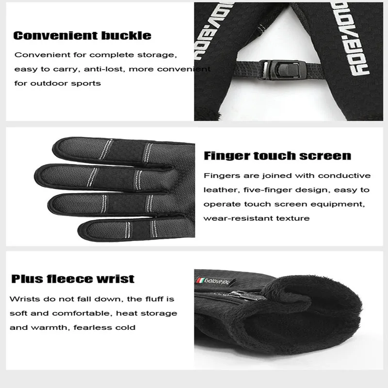 

2020 winter outdoor warm ski non-slip touch screen plus velvet waterproof mountaineering wear-resistant woven cycling gloves