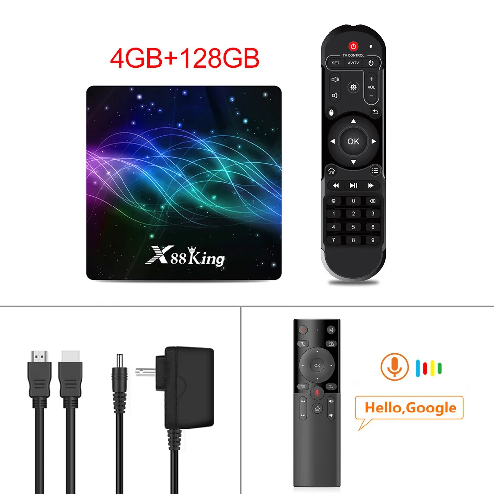 X88 Color Voice RC X88 King 4GB 128G Amlogic S922X TV Box Android 9.0 Dual Wifi BT5.0 1000M 4K Google Play Store Netflix Youtube 4K Media Player - Color: X88 Color Voice RC