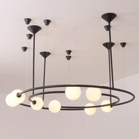 nordic lighting creative living room lamp ring glass ball pendant lights hotel exhibition hall iron personality pendant lamp