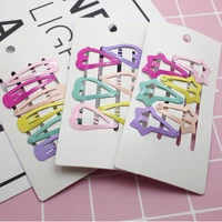 6 pcs new lovely cartoon heart type metal candy color girls hairpins hair clip kids headwear children accessories baby bb clips