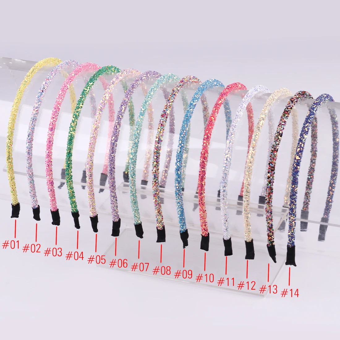 14pcs-mix color 14 шт./лот, блестящие резинки для волос для девочек, детские модные повязки на голову с блестками, милые детские аксессуары для волос, обруч на голову - Цвет: 14pcs-mix color