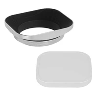 haoge 49mm square metal screw in lens hood and metal cap are specially designed for all 49mm lens or filter thread silver