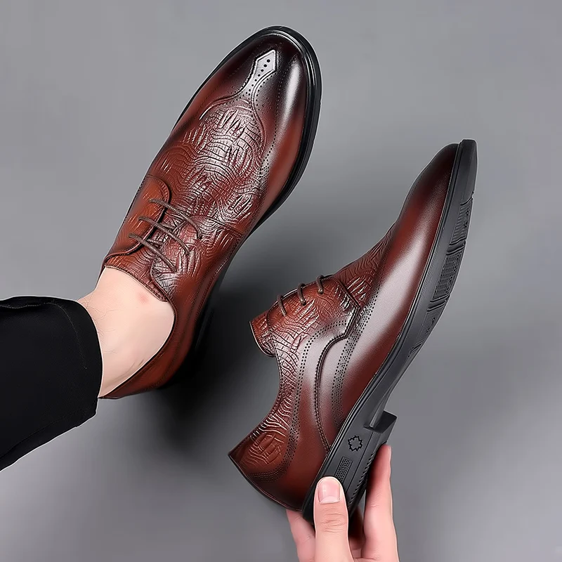 

Classic Business Men's Dress Shoes Fashion Elegant Formal Wedding Shoes Men Slip On Office Leather Shoes For Male Black/Brown
