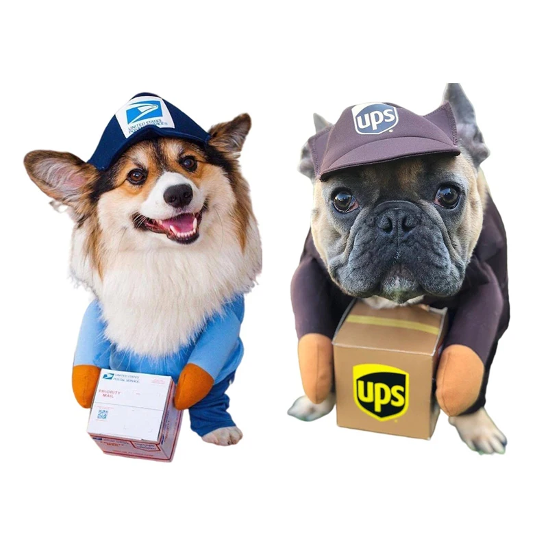 Colecciones UPS Pal-ropa para perro grande, disfraz divertido para perro peque&ntilde;o, conjunto de sombrero con capucha para fiesta de a&ntilde;o nuevo, gatos y mascotas, para invierno-0