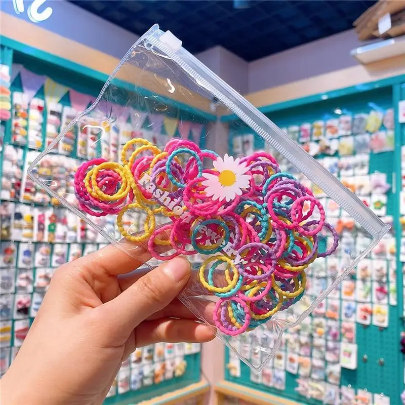 

50/100 Pcs Korean Fashion Children's Colorful Basis Rubber Band Hair Rope Sweet Girl Princess Simple Ponytail Hair Accessories