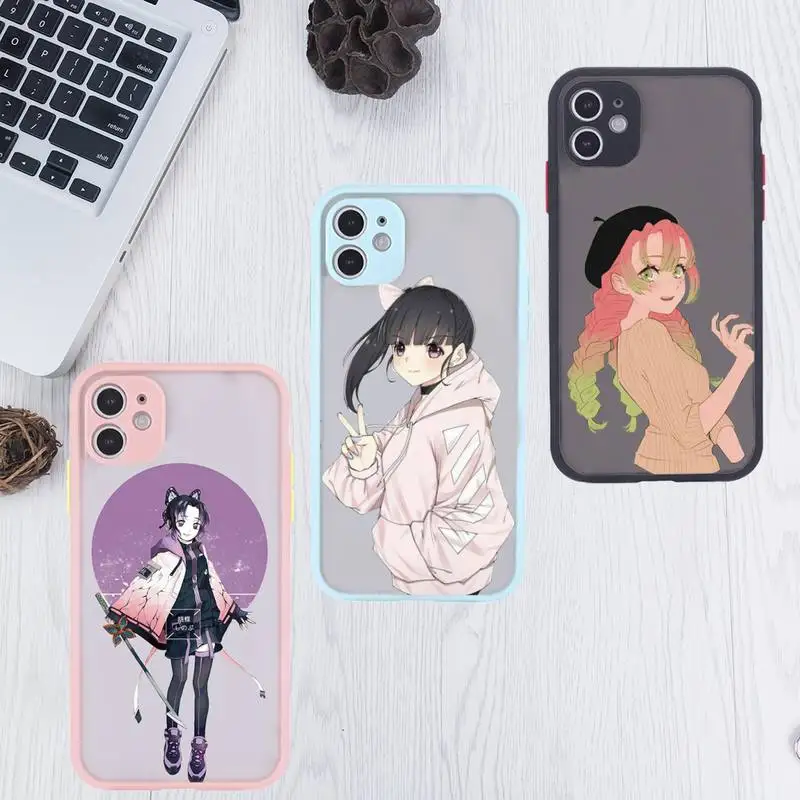 

Kamado Nezuko Kimetsu Phone Case For iPhone 12 11 Mini Pro XR XS Max 7 8 Plus X Matte transparent Pink Back Cover
