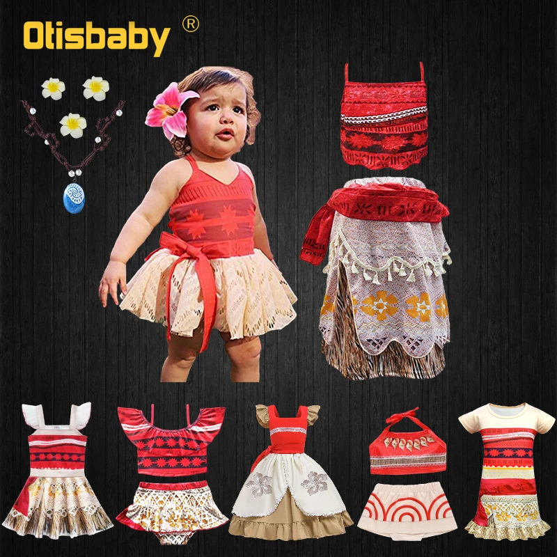 2021 Summer Moana Dress for Girls Vaiana Princess Dresses Kids Party Cosplay Costumes with Wig Children Clothing Clothes | Детская