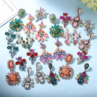 dvacaman indian bridal crystal statement earrings women flower evil eye dangle drop earrings wedding jewelry wholesale accessory
