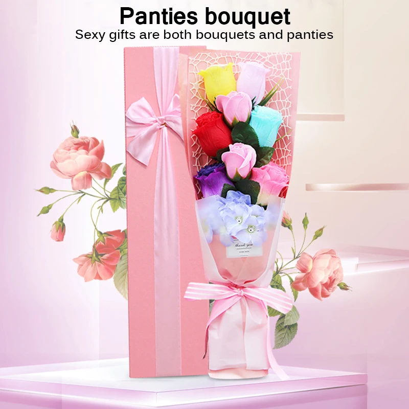 Комплект кружевных трусиков Женский Подарочная коробка букет роз подарок на