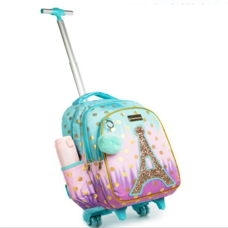 Children school Rolling Backpack Bag School Wheeled Backpack for girls SchooTrolley Bag Wheels Kids Travel luggage Trolley Bags
