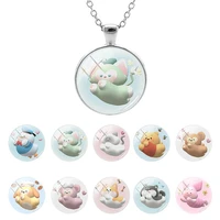 disney accessories cartoon glass dome chain cookieann gelatoni pendant necklace for friend fashion gifts cabochon jewelry fsd187