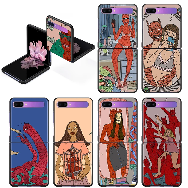

Cartoon Polly Nor Art For Samsung Galaxy Z Flip 3 5G Shockproof Hard Shell Black Fashion Mobile Capa Fundas Phone Case