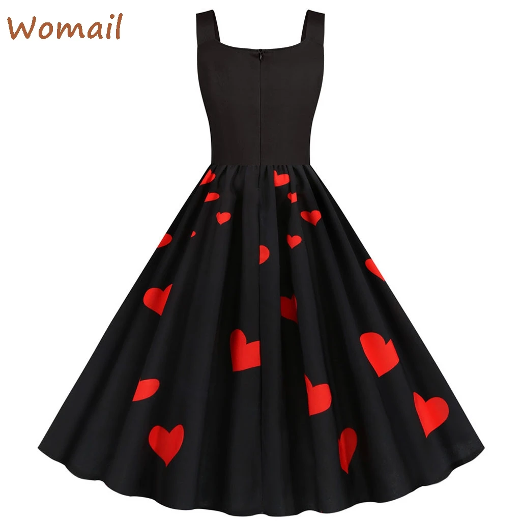 Женское платье на День святого Валентина с принтом сердца женская одежда