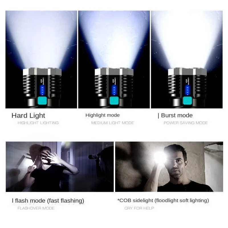 quad core led flashlight strong light rechargeable lantern super bright small special forces outdoor multi functional spotlight free global shipping